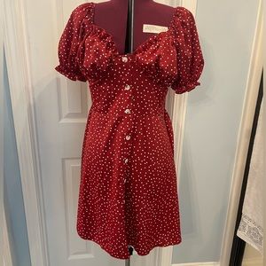 Cute retro dotted Swiss red and white dress